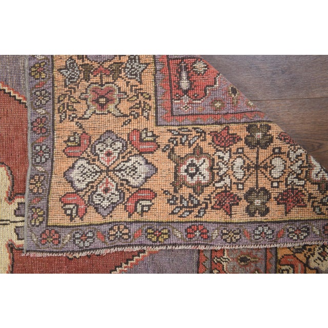 1970s Vintage Turkish Oushak Handmade Wool Cotton Red Area Rug For Sale - Image 5 of 11