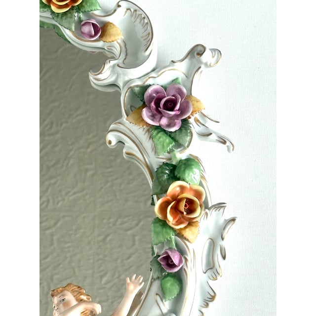 Baroque Style Putti Porcelain Mirror from PMP Plaue Schierholz, 1950s For Sale - Image 9 of 10