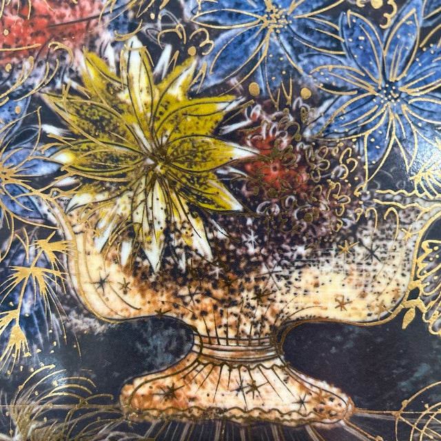 Black Vintage Sascha Brastoff Plate Decorated With Transfer Printed Decal Over Porcelain For Sale - Image 8 of 13