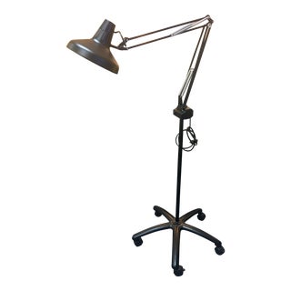 Vintage Luxo Adjustable Floor Lamp With Cast Iron Base For Sale