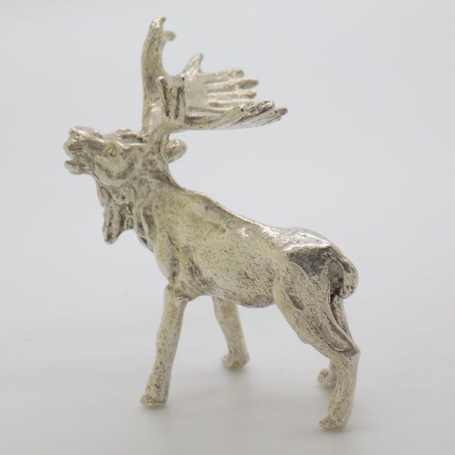 Vintage Italian Handmade Genuine Silver Larg Elk Figurine Sculpture For Sale - Image 6 of 9