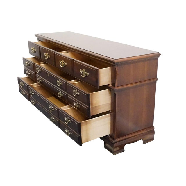 Bassett Furniture Solid Cherry Traditional Style 64" Triple Dresser 2107-237 For Sale In Kansas City - Image 6 of 13