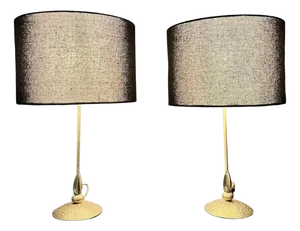 Brutalist Gilded Bronze Sculptural Table Lamps, Fondica, France, 1990s, Set of 2