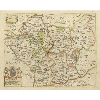 Antique Map of Leicester by Richard Blome, 1673 For Sale