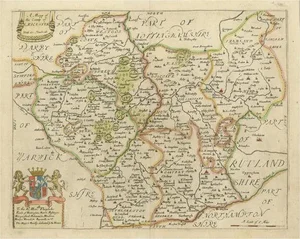 Antique Map of Leicester by Richard Blome, 1673