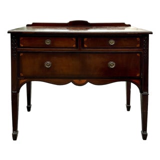 Antique Inlaid Mahogany Server Sideboard Buffet Federal Cabinet 3 Drawer For Sale