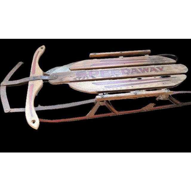 1950s Vintage Gladding Speedway ~40" Ash Wood & Steel Snow Sled - Pristine Logo For Sale In New York - Image 6 of 8