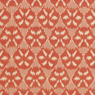 Sample- Schumacher Darjeeling Cotton Ikat Fabric in Persimmon For Sale