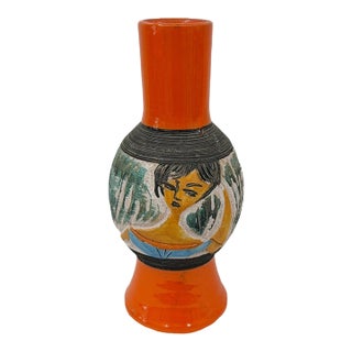 Mid-Century Modern Italian Fratelli Fanciullacci Sgraffito Portrait Vase - 1960s For Sale