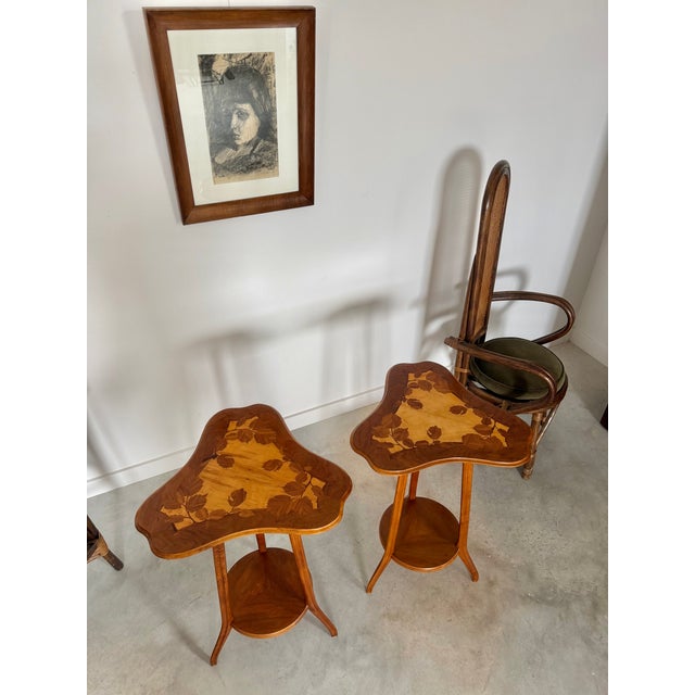 Early 20th Century Louis Majorelle Art Nouveau Side Table / Boudoir Table Marquetry Pair Available For Sale - Image 5 of 18