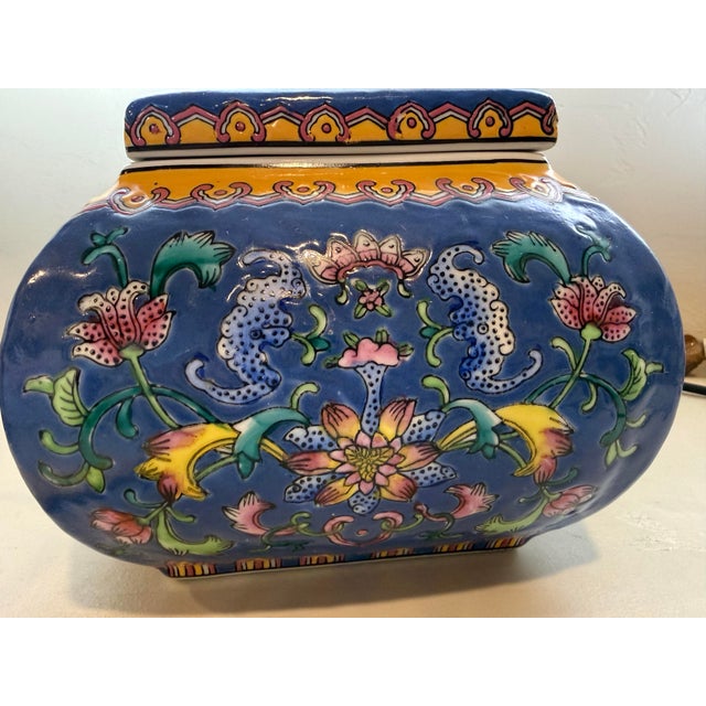Vintage Twisted Lotus Cloisonné Style Asian Décor Bright Colors Floral Design For Sale - Image 11 of 12