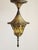 Gothic Antique 1920's Lincoln Lighting Pendant Light With Amber Art Glass For Sale - Image 3 of 11