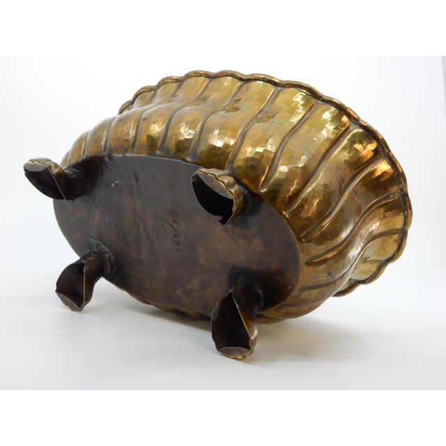 1960s Italian 1960's Egidio Casagrande Hammered Brass Footed Bowl Pot For Sale - Image 5 of 6
