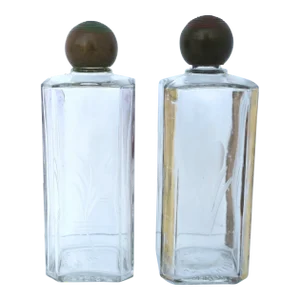 French Art Deco Glass Bottles From Paris, Pair