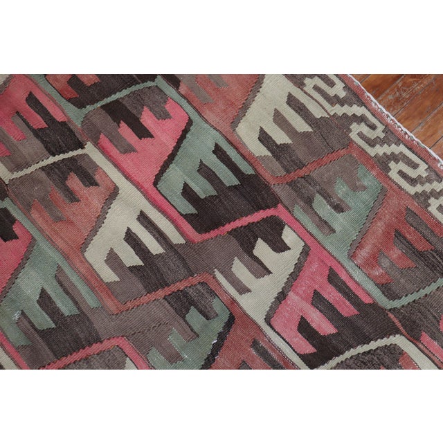Mid 20th Century Primitive Tribal Rustic Turkish Kilim For Sale - Image 4 of 6