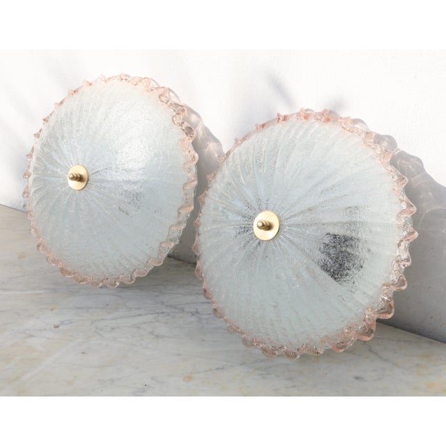 1980s Miss Pink Italian Murano Glass Ceiling Fixture, Murano -Set of 2 For Sale - Image 9 of 13