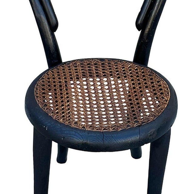 Brown Early 20th Century Vienna Secession Bent Oak & Cane Children's Side Chair No. 13 Attributed to Thonet For Sale - Image 8 of 8