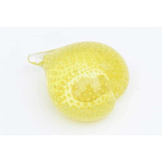 Mid Century Modern Murano Yellow Bullecante Bubble Paperweight Italy, 1950's For Sale - Image 12 of 12