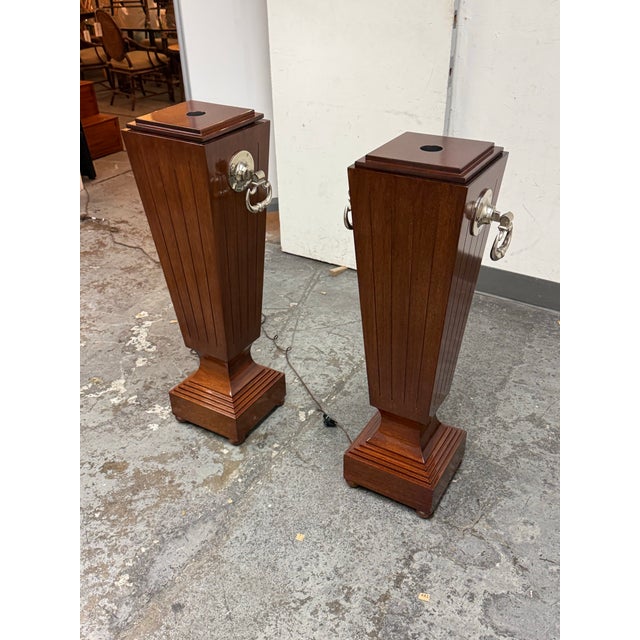 Regency Style Lighted Mahogany Display Pedestals, Pair For Sale - Image 10 of 12