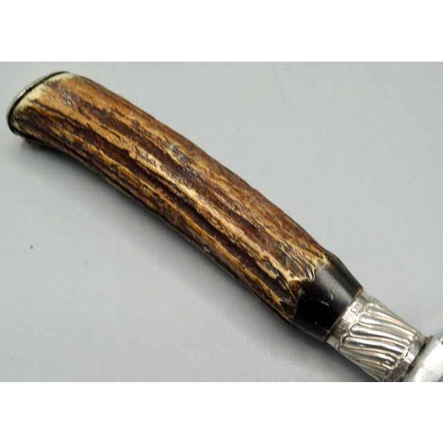English Antique Sterling Silver & Natural Stag Horn Magnifying Glass Hallmarks For Sale - Image 3 of 8
