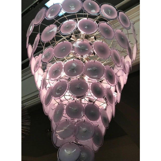 Mid-Century Modern Monumental Murano Disc Chandelier by Vistosi For Sale - Image 3 of 5