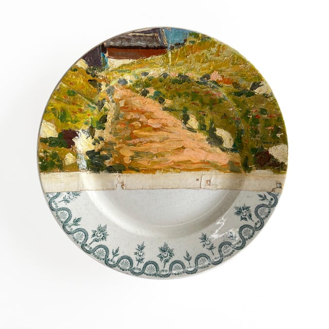 Forest Green "Mountain Chalet" Original Wall Art Composition of Decorative Plates Painting Installation - Set of 8 For Sale - Image 8 of 18