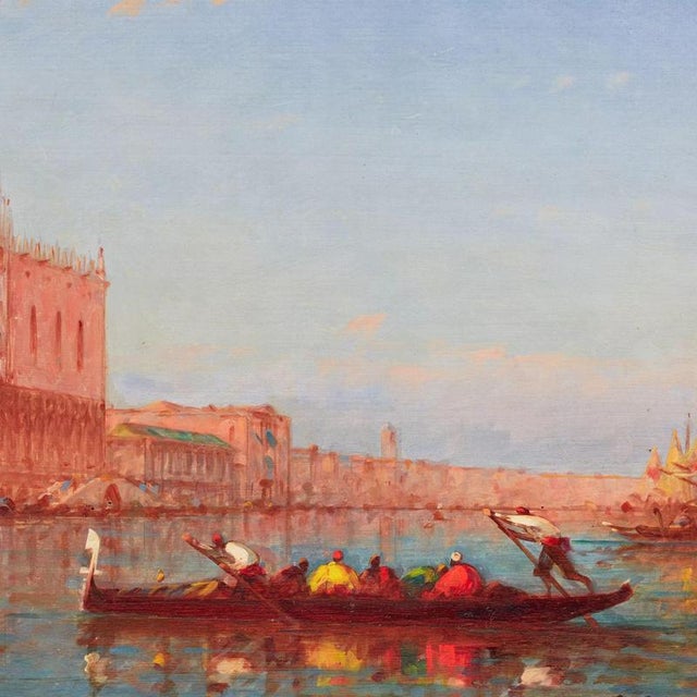 Charles-Clément Calderon, View of the Doges Palace and St Marks Square in Venice, 1870, Oil on Panel, Framed For Sale - Image 5 of 8