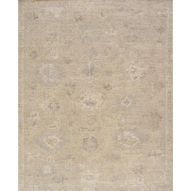 Oushak Wool Cream Area Rug, 8' 3'' X 9'11'' For Sale In New York - Image 6 of 6