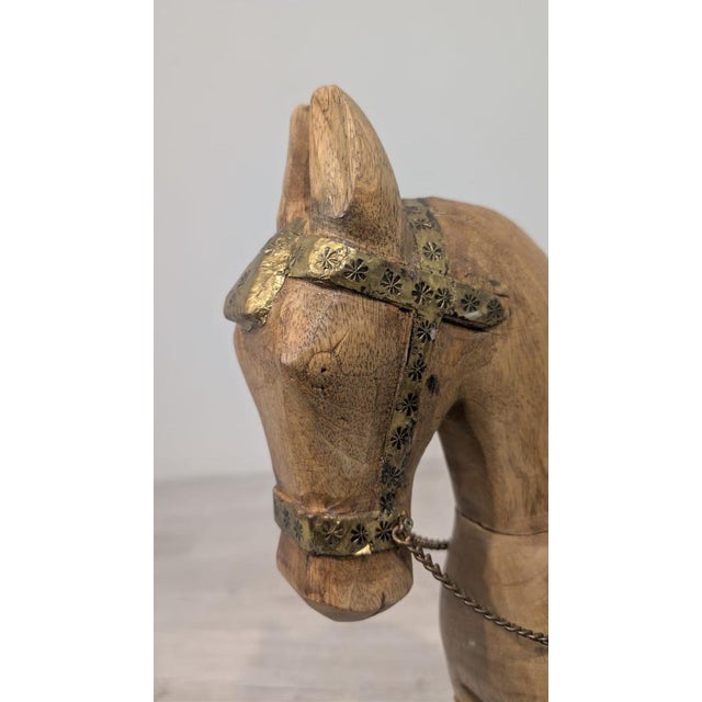 Antique Teak and Brass Trojan Horse, 1890s For Sale - Image 9 of 13