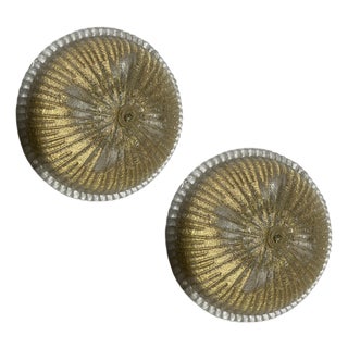 Murano Glass Flush Mounts, 1980s, Set of 2 For Sale
