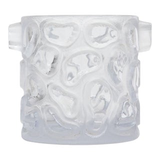 Vintage Peill & Putzler Glass Ice Bucket With Geometric Design 1970's, Barware For Sale