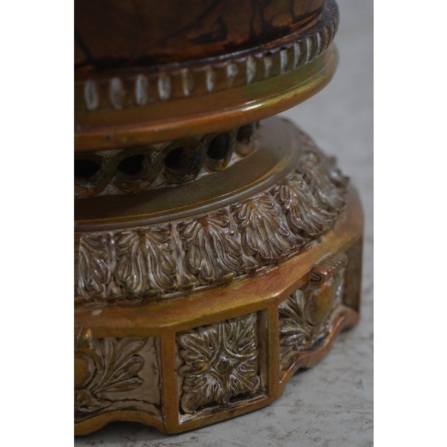Gold 1990s Pair Chinese Style Lidded Decorative Urns For Sale - Image 8 of 15