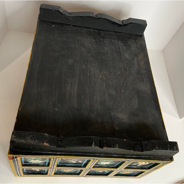 Antique Indian Moghul Dowry Chest Hand Carved Wood Trunk Jewelry Storage For Sale - Image 9 of 9