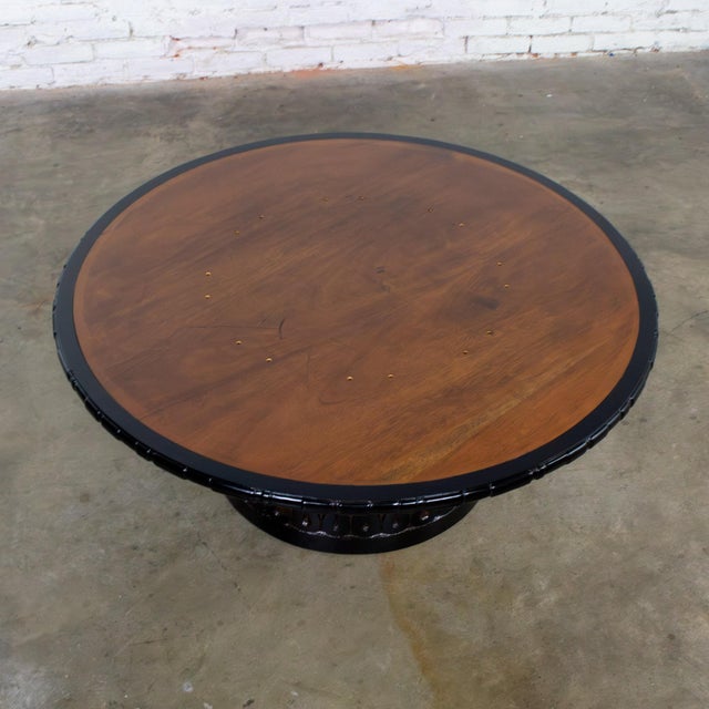 Mid-20th Century Brutalist Heirloom Coffee Table by Weiman Carved Pedestal Base Ivory Marble Top For Sale - Image 15 of 18
