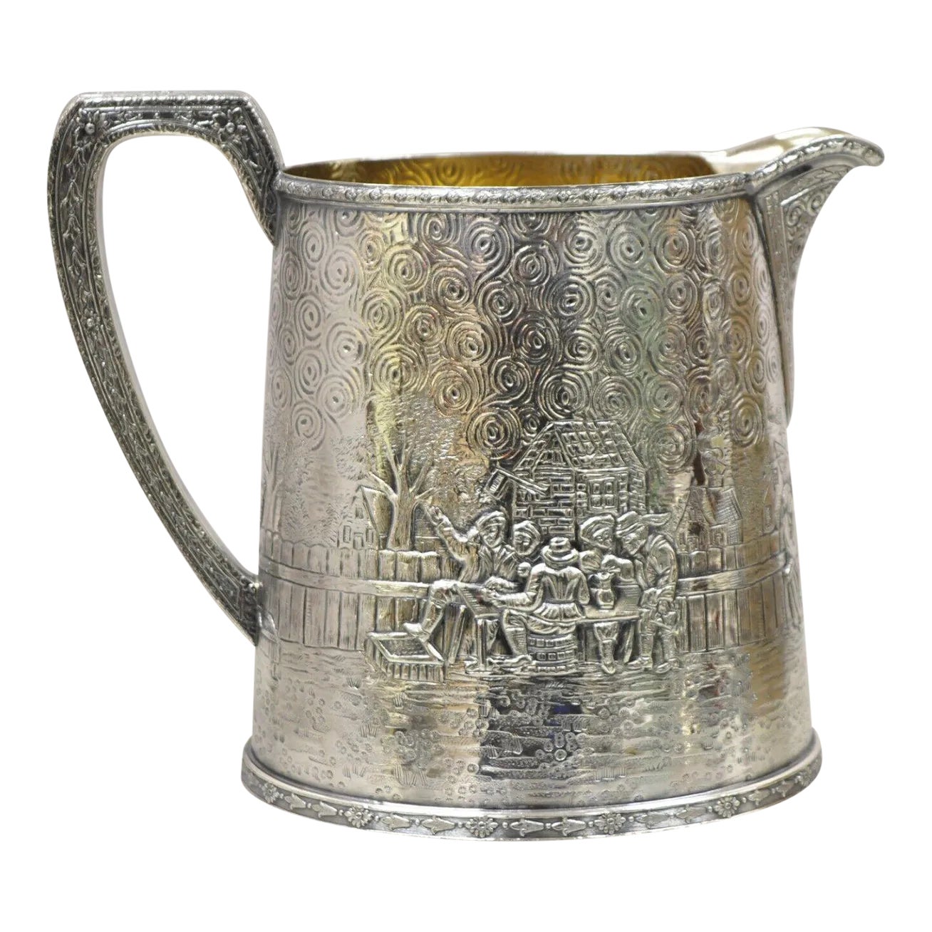 Early 20th Century Derby s.p. Co International Figural Repousse Village