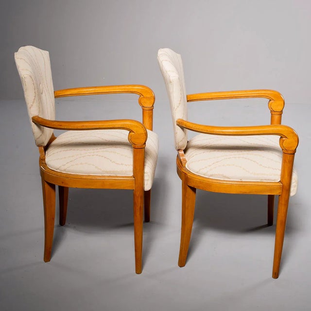French Beech Bridge Chairs With New Upholstery - a Pair For Sale - Image 4 of 11