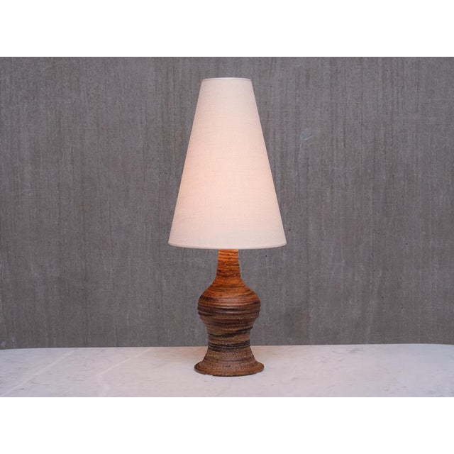 Textured Brown Earthenware Table Lamp from Kai Krebs, Tungelsta, Sweden, 1960s For Sale - Image 11 of 12