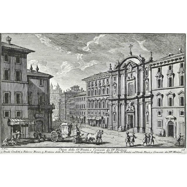 SS.Trinita Church is an original etching of the Late 18th century realized by Giuseppe Vasi. Signed and titled on plate...