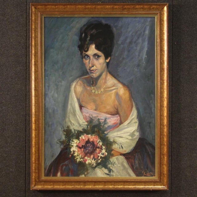 Italian Artist, Portrait of a Lady, 20th Century, Mixed Media For Sale - Image 14 of 14