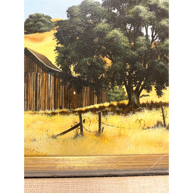Paint Mid 20th Century Richard Danskin Original Oil Painting Horse Farm Barn Rustic Landscape Carmel California For Sale - Image 7 of 12
