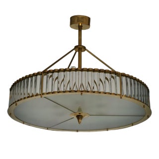 Mid-Century Murano Glass and Brass Chandelier For Sale