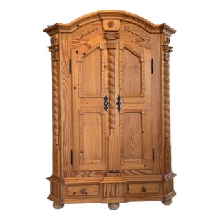 Vintage Farmhouse Wardrobe in Softwood, 1980s For Sale
