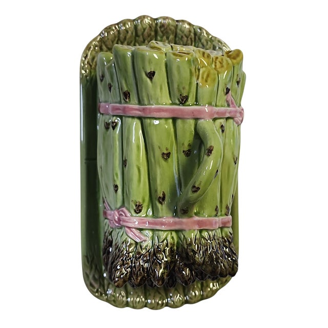 Vintage Bordallo Pinheiro Asparagus Server With Matching Tray - 3 pcs For Sale - Image 9 of 10