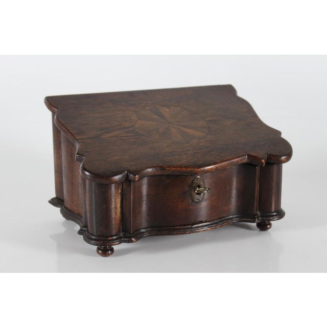19th Century Antique Mid 19th Century Scandinavian Baroque Oak Sewing Box For Sale - Image 5 of 14