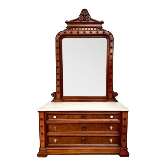 Late Victorian 19th C. George Henkels Attributed Dresser Chest + Mirror For Sale