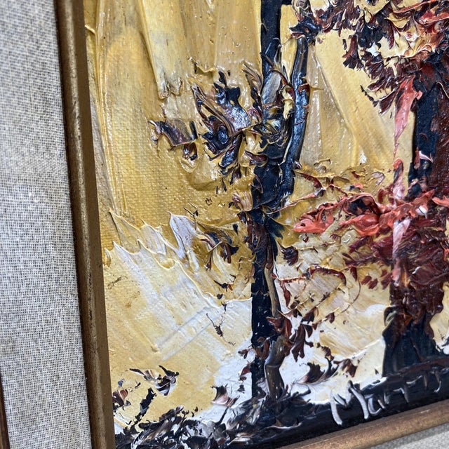 Sunlit trees in Autumn highlight this 1977 signed oil painting by Morris Katz (1932-2010). It's in good condition, with...