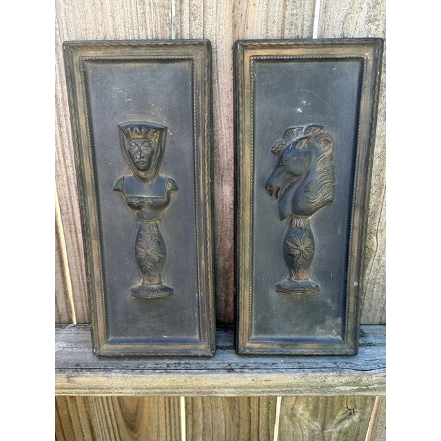 2 Holland ceramic mold wall plaque’s....Queen & Knight chess pieces.