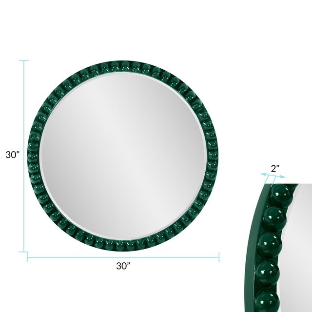 Green Varsha Round Oversized Beaded Mirror in Glossy Hunter Green For Sale - Image 8 of 9
