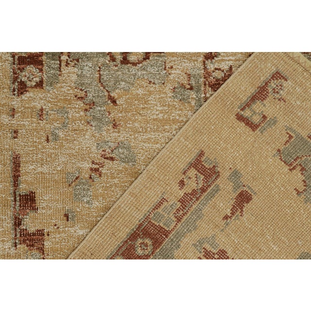 Textile Rug & Kilim’s Oushak Style Rug in Gold With Green and Red Floral Patterns For Sale - Image 7 of 7