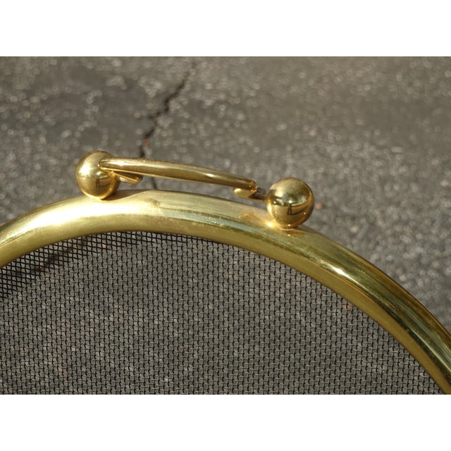 Vintage French Country Neoclassical Three Panel Gold Fireplace Screen W Finials For Sale - Image 14 of 17